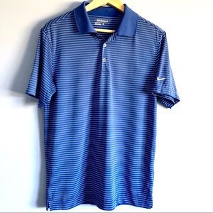 Nike Golf Dri-Fit Blue & White Striped Polo Shirt
